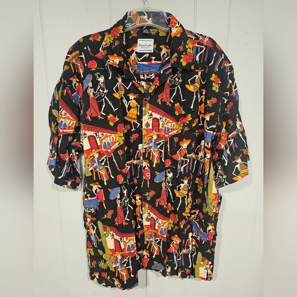 David Carey Originals Hawaiian Shirt Men’s 3XL Day of the Dead Dia Los Muertos - Picture 1 of 5